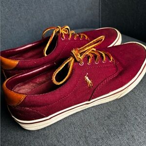 Polo by Ralph Lauren Thorton Men's Maroon and Tan Sneakers - 9D